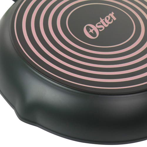 Oster Rigby 9.5 Inch Aluminum Nonstick Frying Pan In Pink With Pouring Spouts In Black