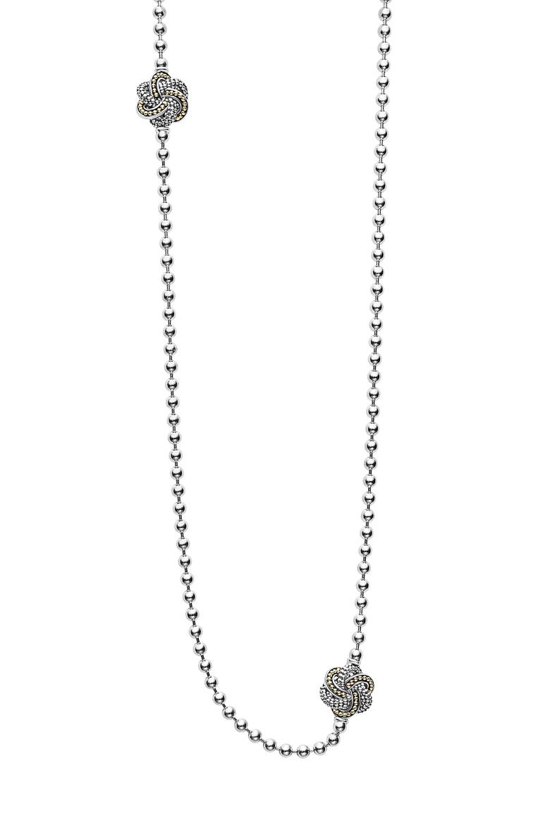 Love Knot Long Station Necklace, Alternate, color, TWO-TONE