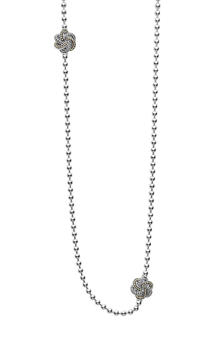 LAGOS Love Knot Long Station Necklace, Alternate, color,