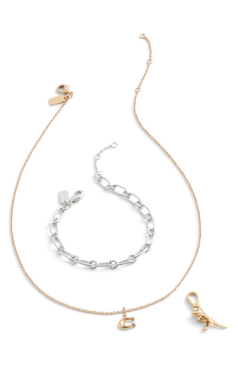 COACH Rexy Skeleton Charm, Alternate, color, Shiny Gold