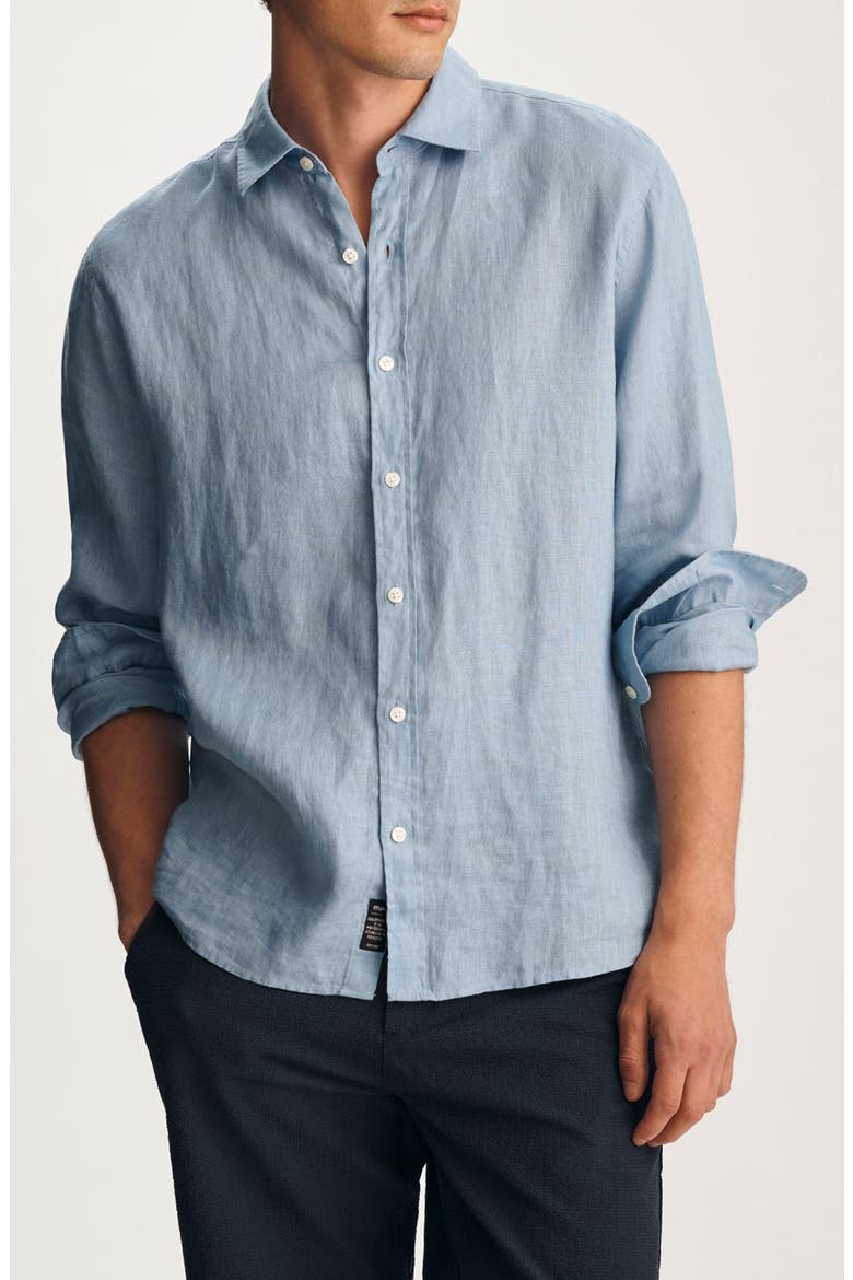 Regular Fit Linen Button-Up Shirt, Main, color, ALLURE
