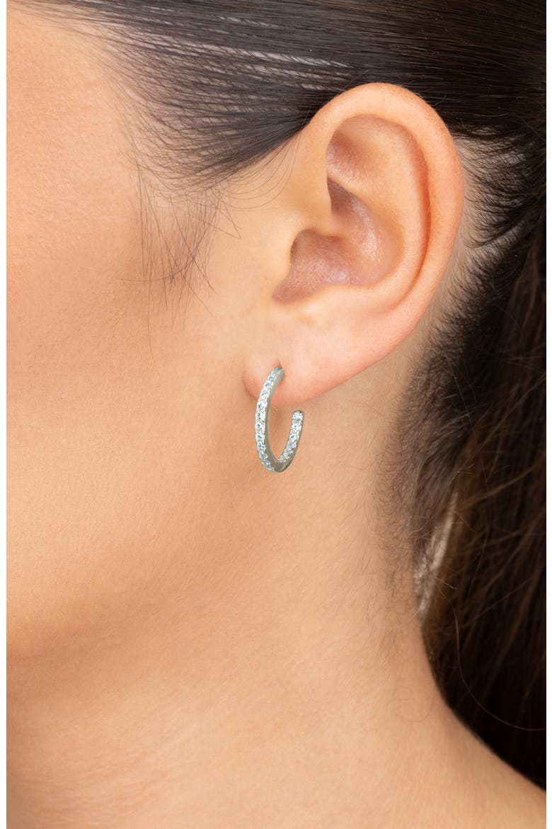 Cubic Zirconia Open Hoop Earrings, Alternate, color, SILVER