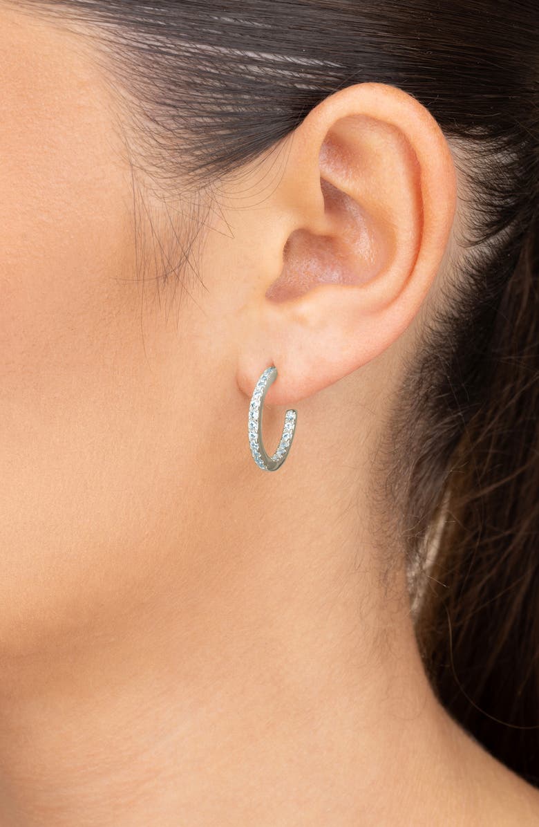 Sterling Forever Cubic Zirconia Open Hoop Earrings, Alternate, color, Silver