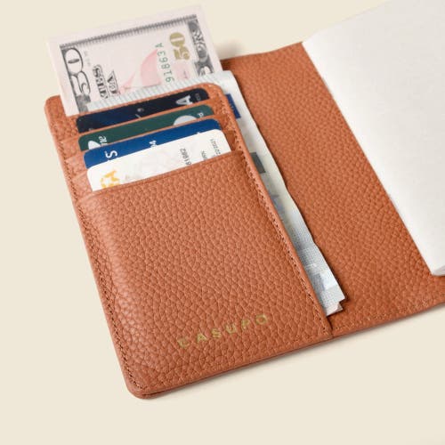 Casupo Leather Passport Wallet With Rfid Protection In Brown