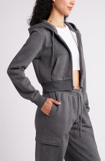 BP. Crop Zip Fleece Hoodie | Nordstromrack
