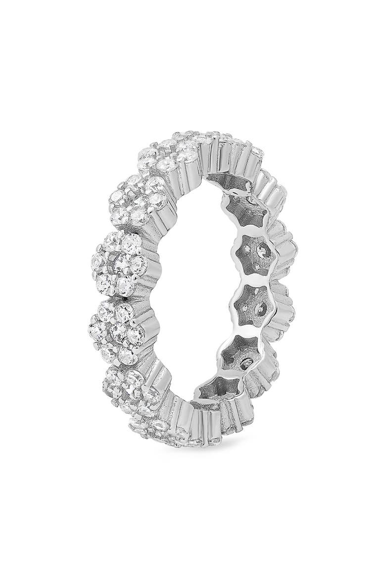 Sterling Silver Floral CZ Ring, Alternate, color, SILVER