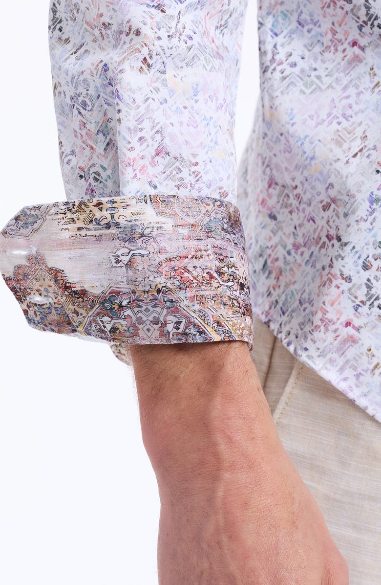 Robert Graham Liverpool Stretch Cotton Button-Up Shirt, Alternate, color, Purple Multi