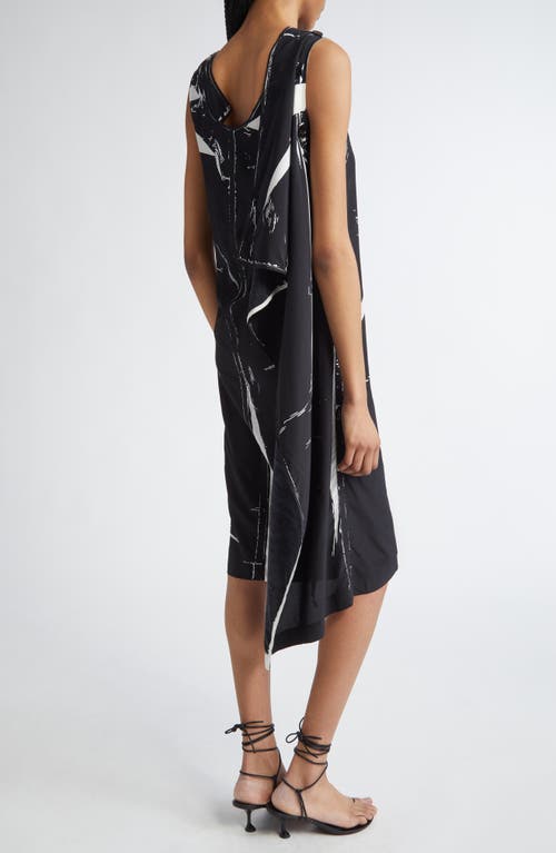 Proenza Schouler Ondine Garment Print Draped Dress In Black