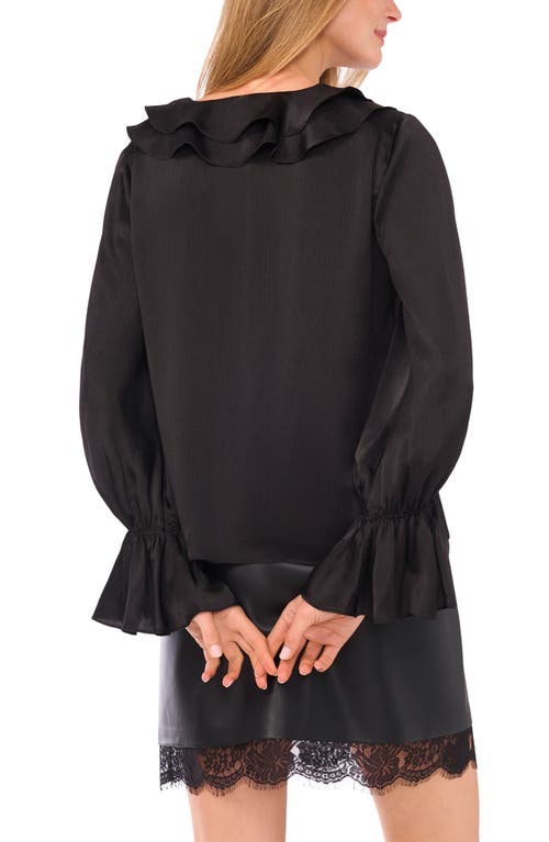 Vince Camuto Ruffle Detail Textured Top In Black