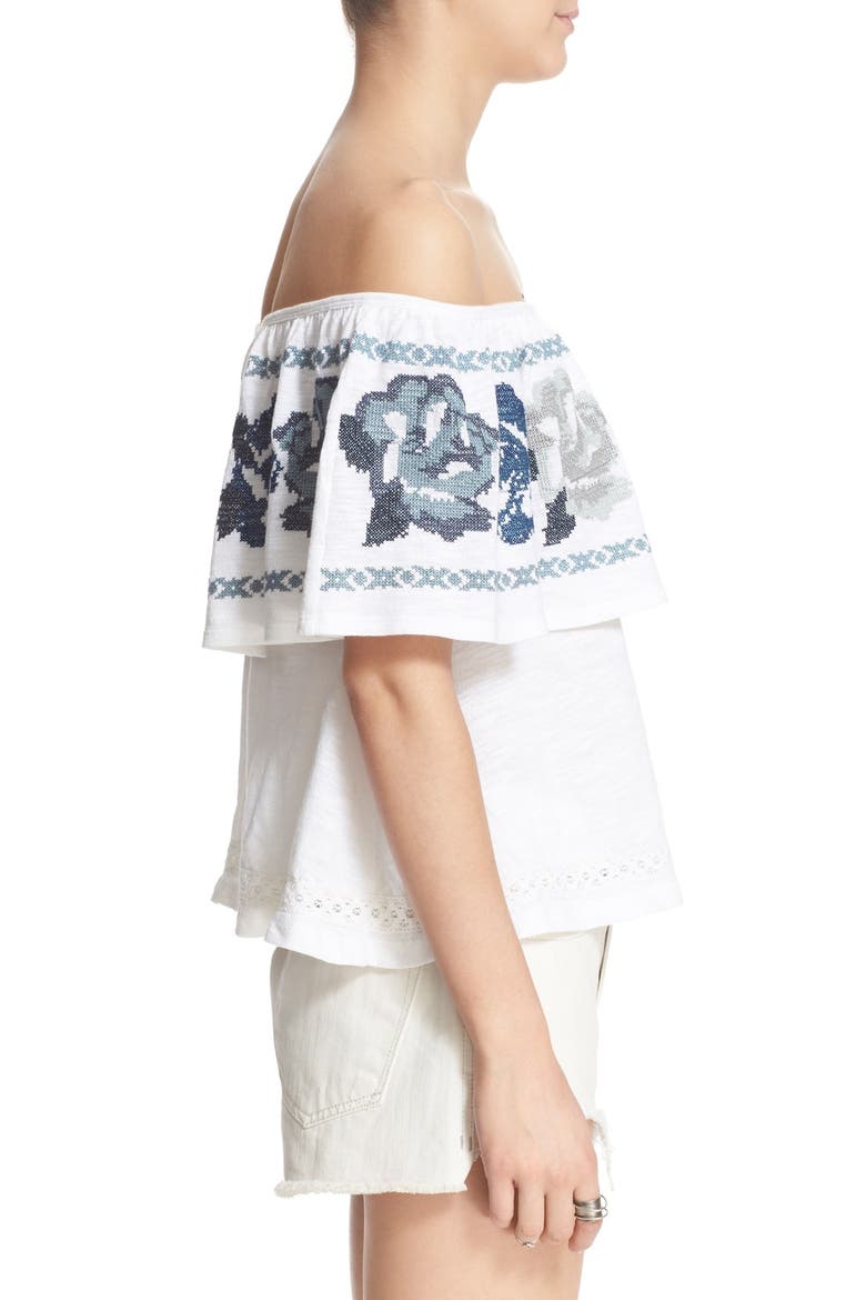 'To the Left' Embroidered Off the Shoulder Top, Alternate, color, IVORY