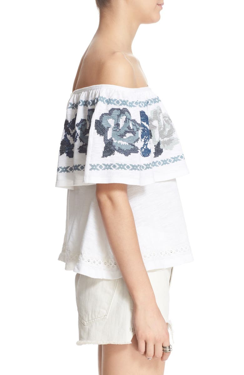 Free People 'To the Left' Embroidered Off the Shoulder Top, Alternate, color,
