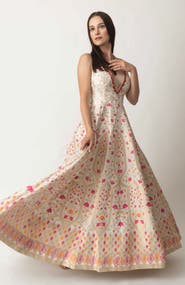 RAAS Selina Embroidered Silk Jacquard Gown