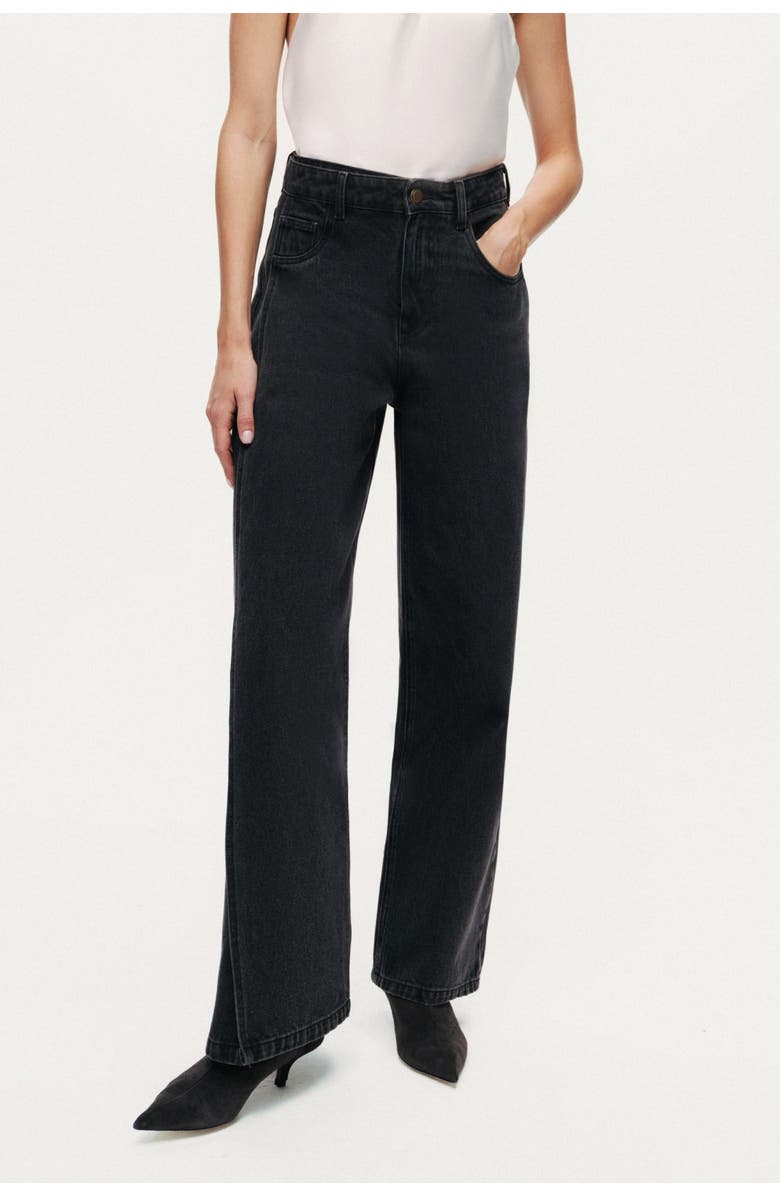 Nocturne Washed Wide Leg Jeans, Main, color, Anthracite