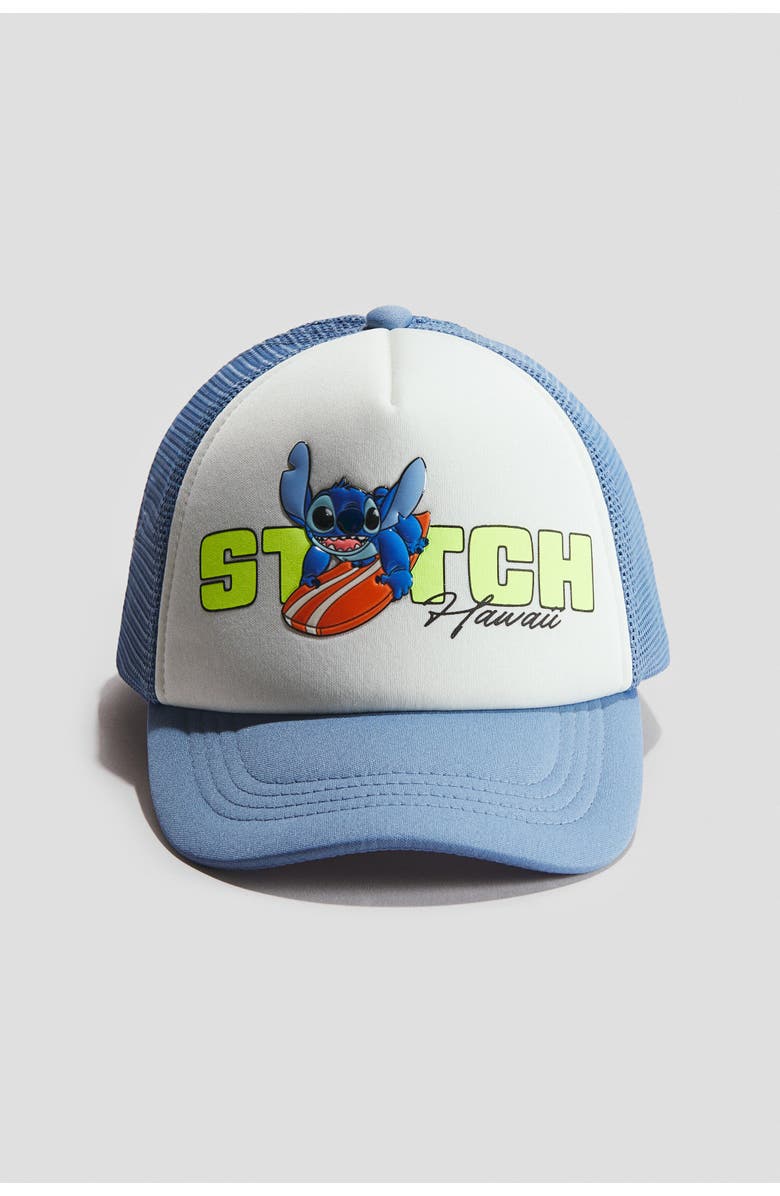 H&M Trucker Cap, Main, color, Dusty Blue/Lilo & Stitch