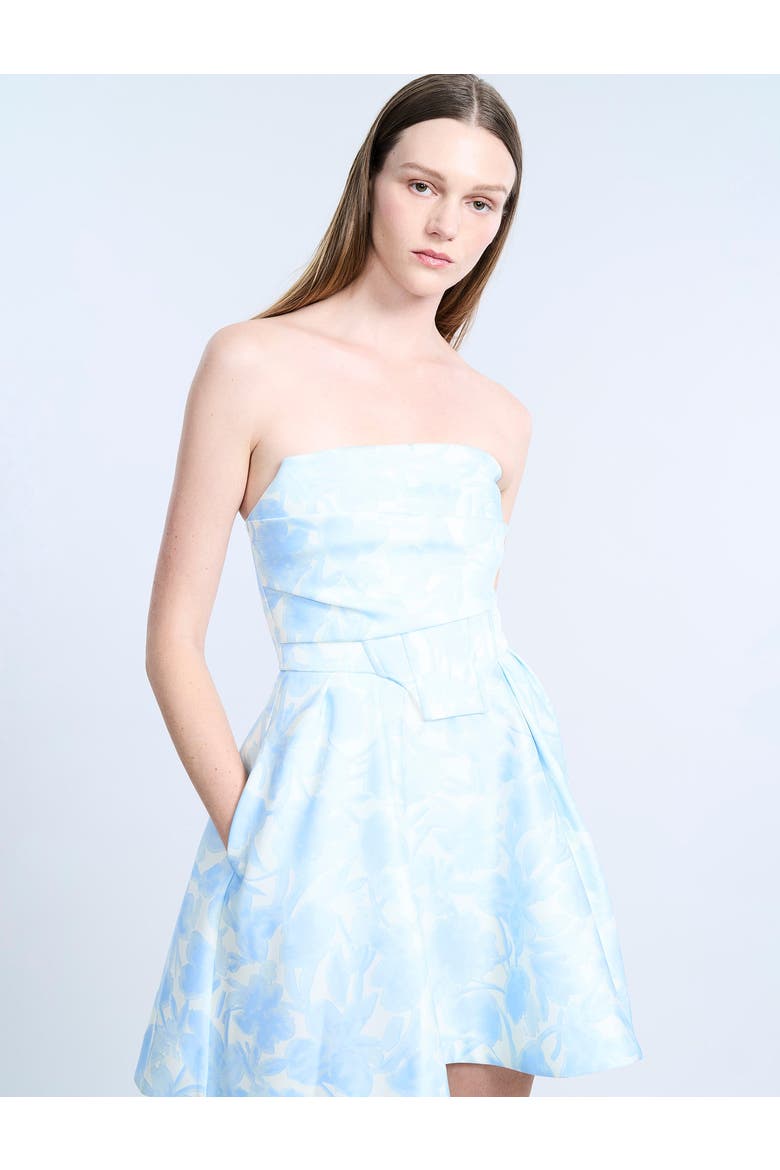 Peak Top Stitch Cocktail Dress, Alternate, color, Sky Floral Print