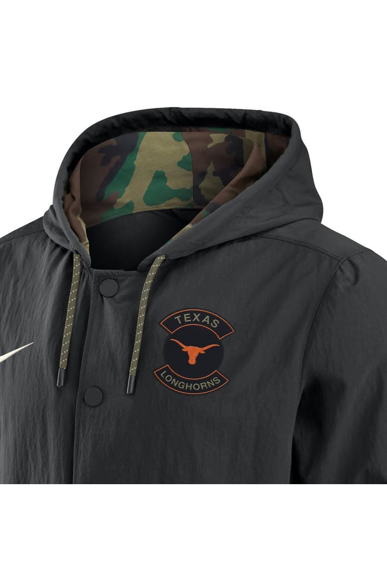 Men's Nike Black Texas Longhorns 2025 NCAA Military Appreciation Full-Snap Jacket, Alternate, color, Black