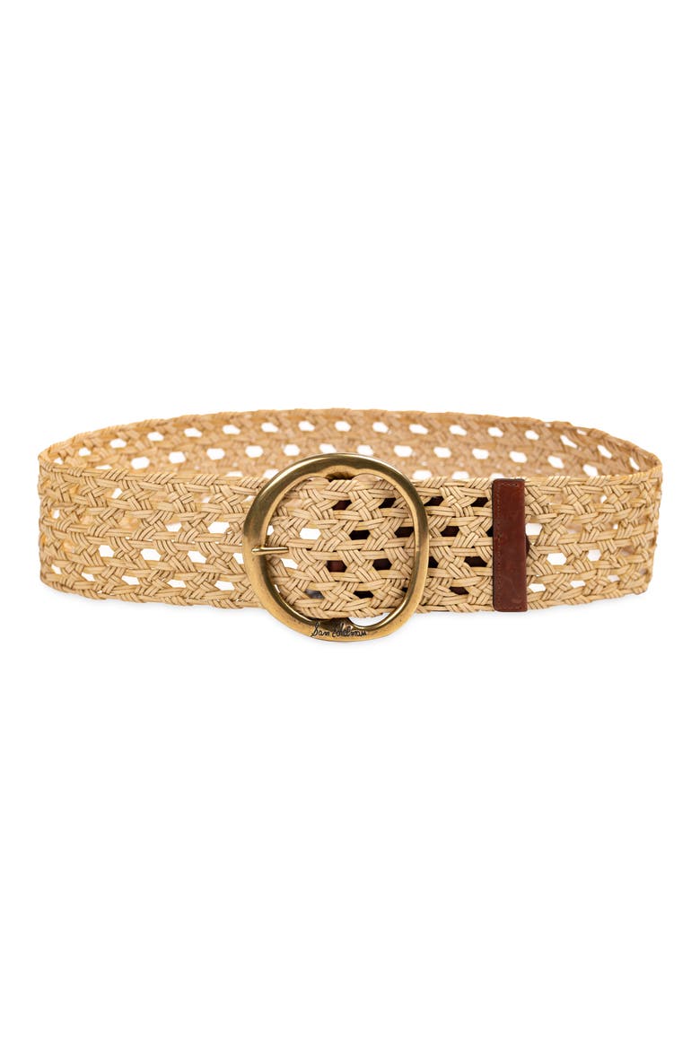 Woven Leather Belt, Main, color, NATURAL