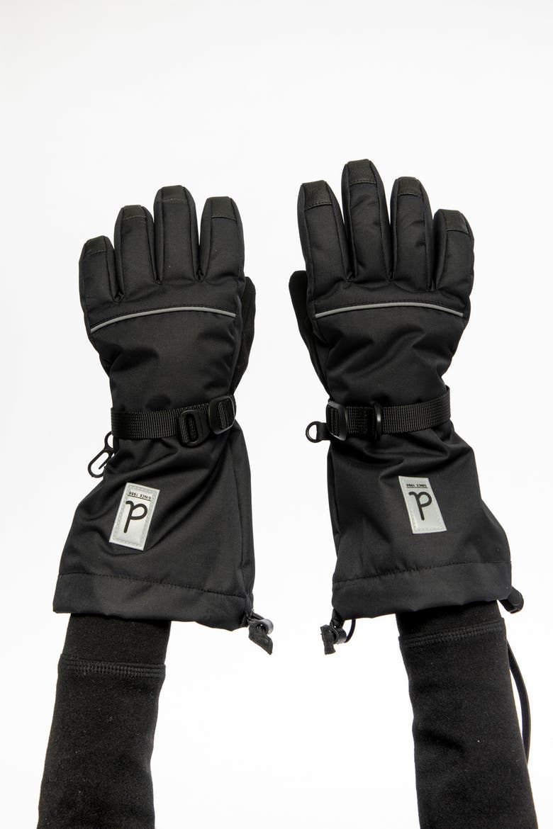 Teknik Rubberized Palm Removable Strap Winter Gloves, Alternate, color, Noir