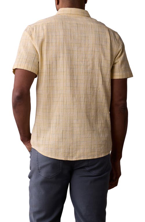 The Normal Brand Freshwater Short Sleeve Button-up Shirt In Sunglow Dobby