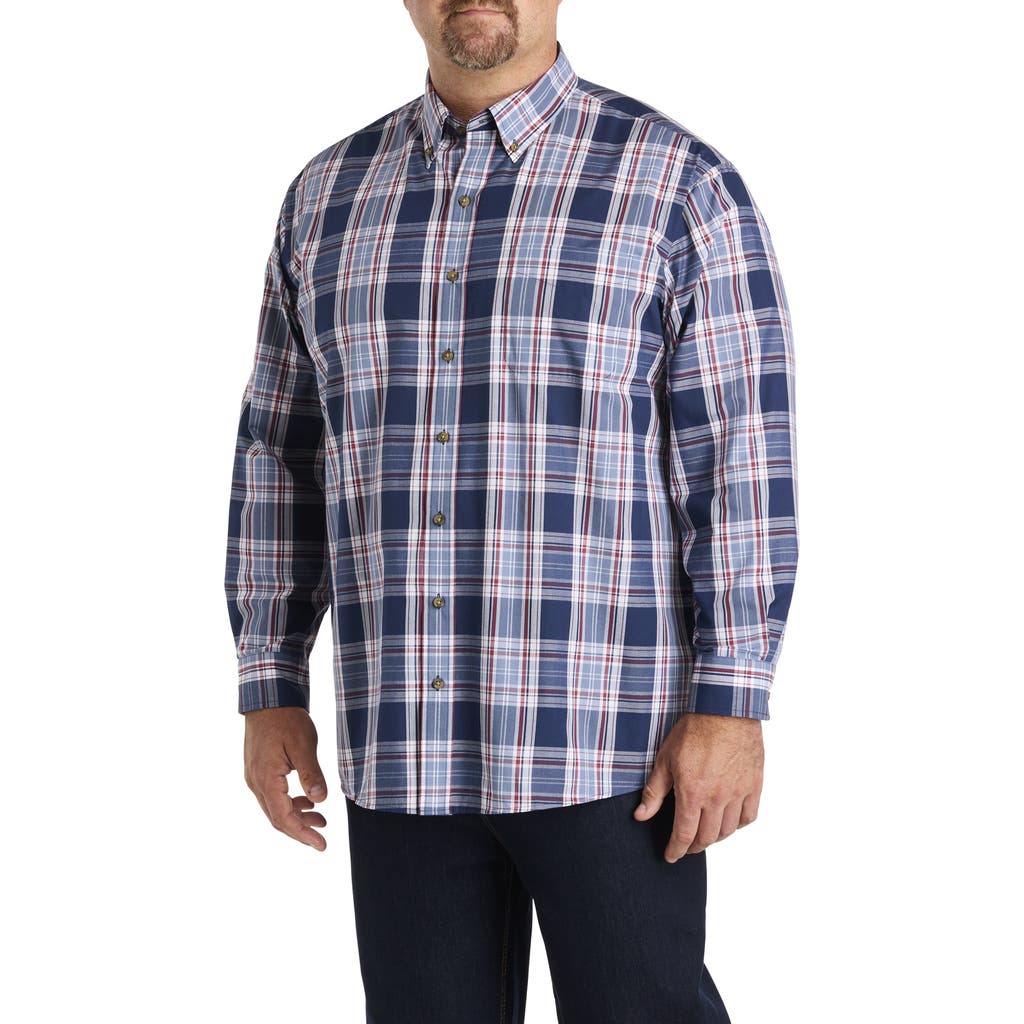 Harbor Bay By Dxl Big & Tall Easy-care Large Plaid Sport Shirt In Multi