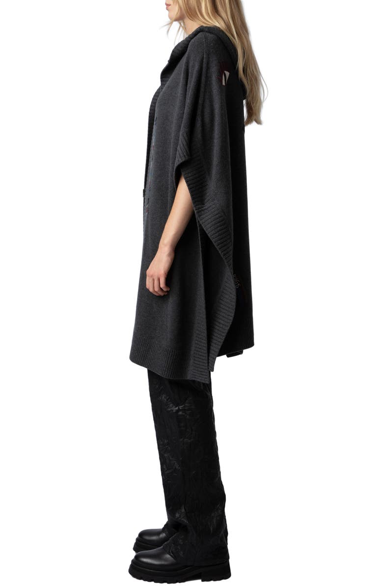 Zadig & Voltaire Inna Embroidery Detail Hooded Cashmere Cardigan, Alternate, color,