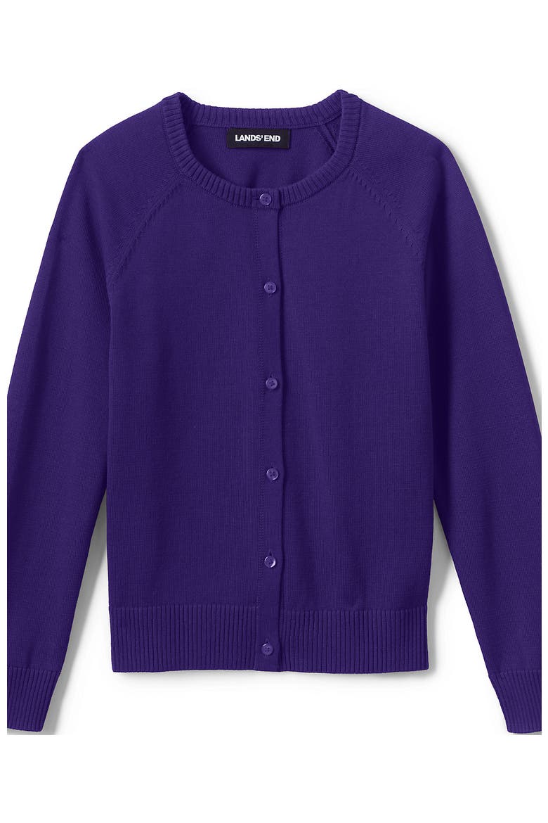 School Uniform Girls Cotton Modal Cardigan Sweater, Alternate, color, Deep Purple