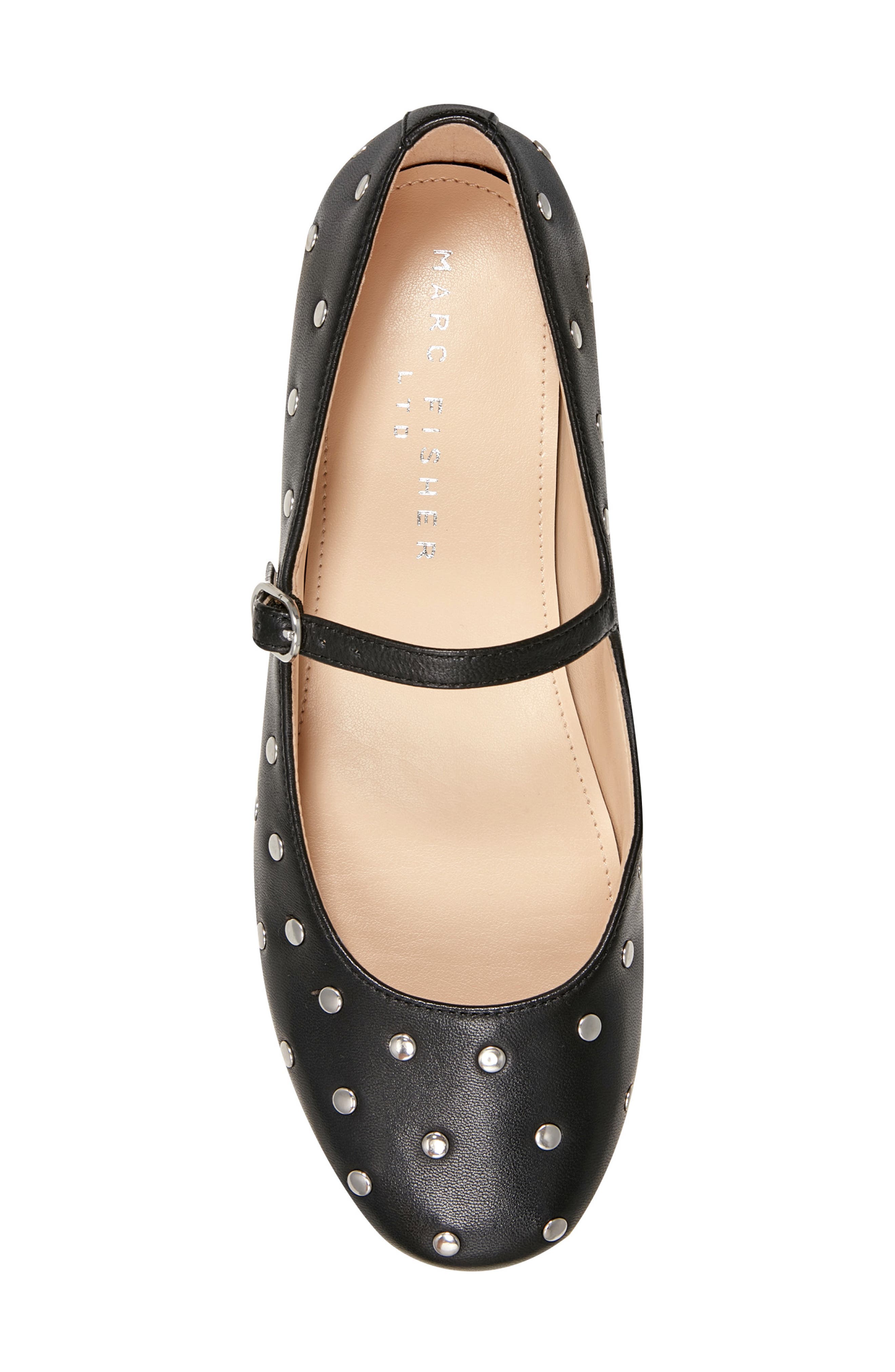 Marc Fisher LTD Elizza Studded Mary Jane Flat, Alternate, color, Black