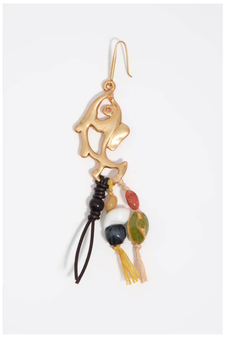 Metal And Ceramic Fish Earrings, Alternate, color, GOLD