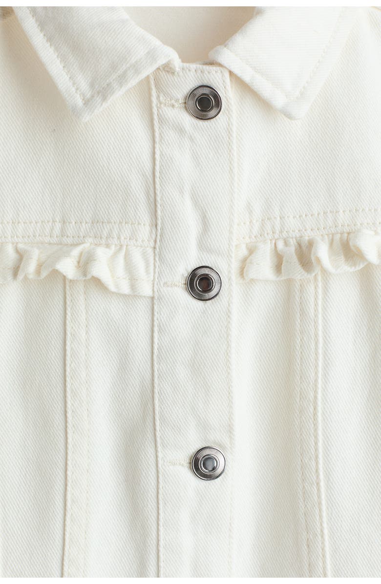 H&M Frill-trimmed Twill Jacket, Alternate, color, Cream