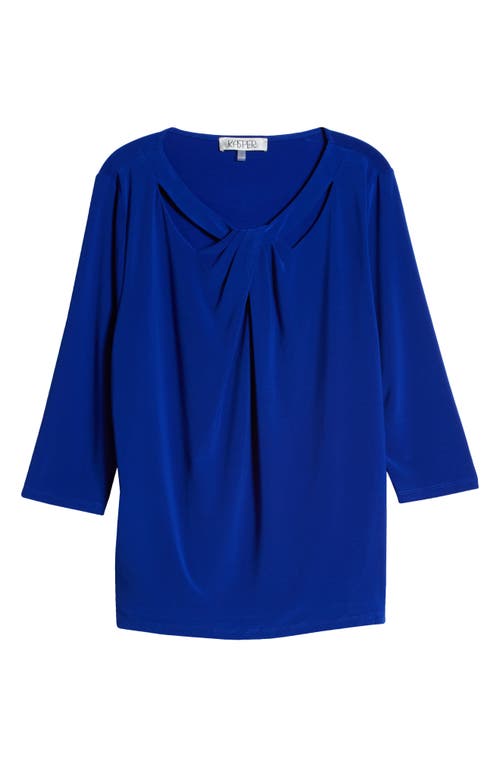 Kasper Twist Neck Cutout Top In Royal Signature