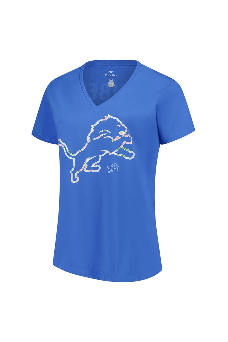 Women's Fanatics  Blue Detroit Lions Plus Size Mother's Day Floral V-Neck T-Shirt, Alternate, color, Blue