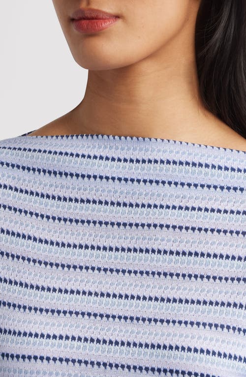 Bobeau Stripe Jacquard Boat Neck Knit Top