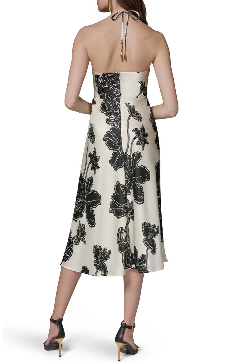 Floral Midi Dress, Alternate, color, CREAM/ BLACK