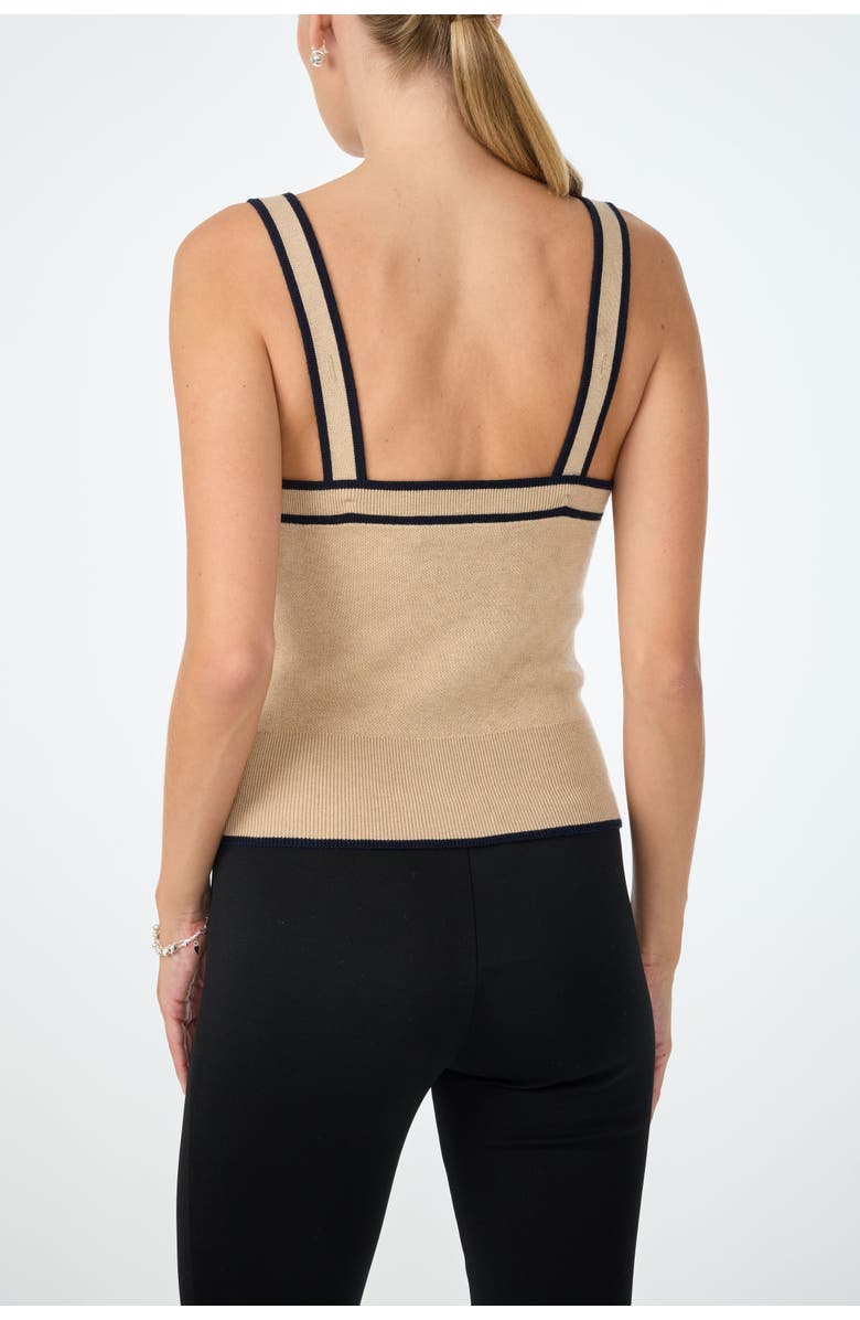 Trina Turk Casady Square Neck Knit Cami, Alternate, color, Camel/Indigo