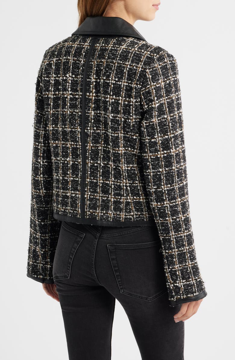 rag & bone Eloise Faux Leather Trim Tweed Jacket, Alternate, color, Black Plaid