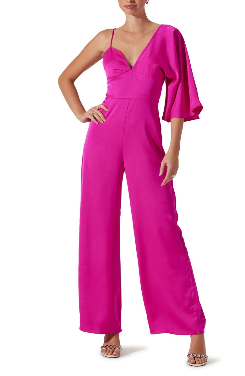 ASTR the Label One-Shoulder Satin Jumpsuit, Main, color,