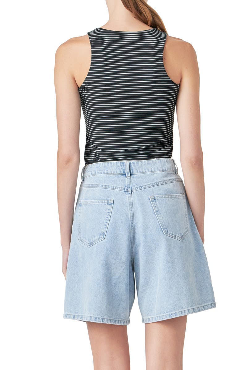 Grey Lab Stripe Bodysuit, Alternate, color, Black/ White