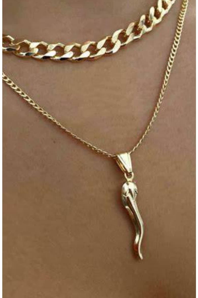 Bella Cornicello Pendant Necklace, Alternate, color, GOLD