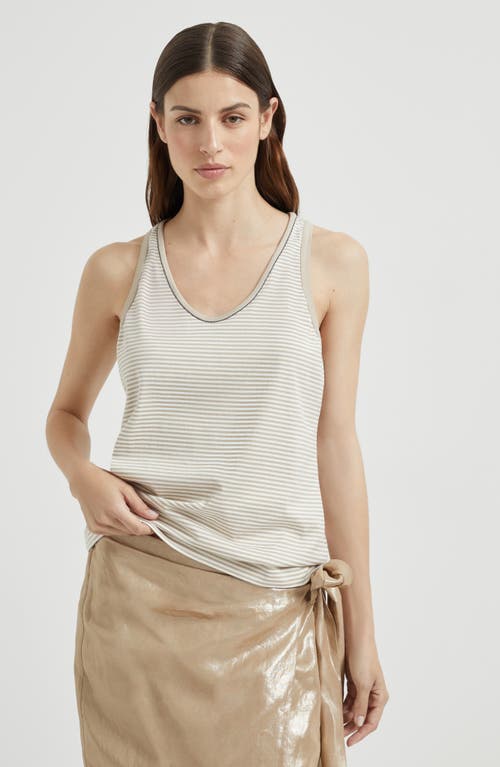 Brunello Cucinelli Top With Monili In Neutral