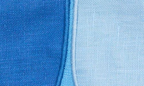 Piecework Puzzles Set Of 4 Linen Dreidel Cocktail Napkins In Blue