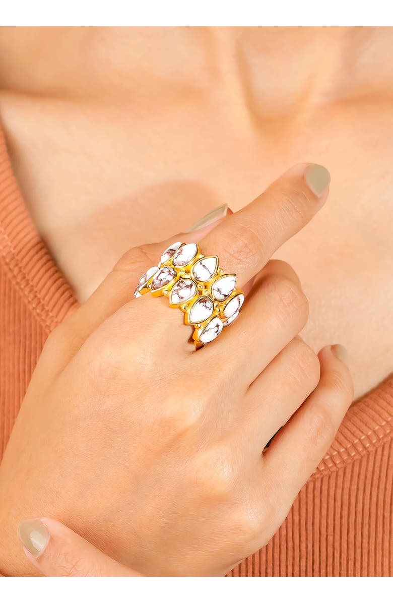 YS GEMS Wild Horse Layered Turquoise Ring, Alternate, color, White