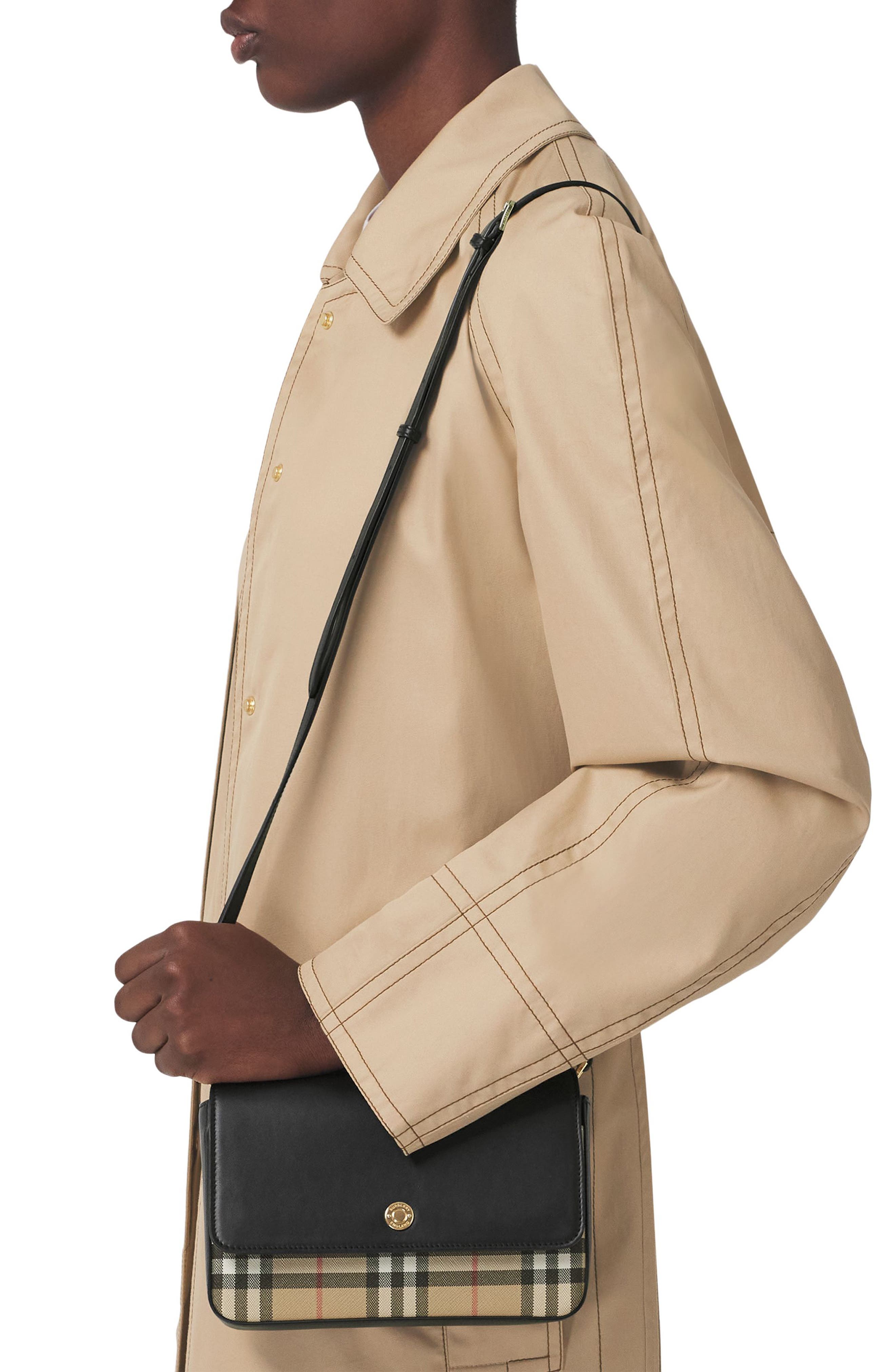 Burberry New Hampshire Canvas & Calfskin Crossbody Bag, Alternate, color, 