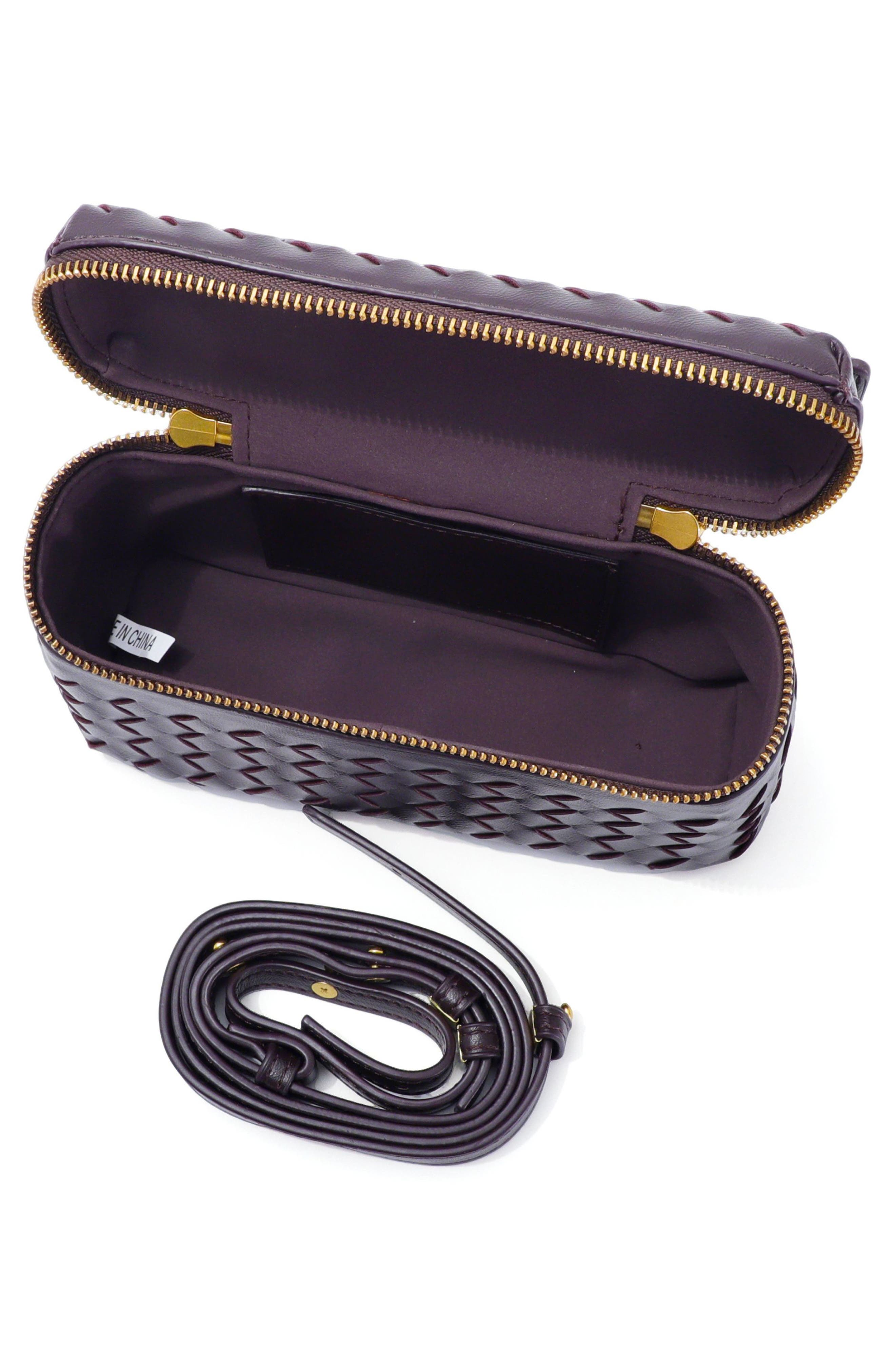 Adornia Burgundy Woven Top Handle Bag, Alternate, color, Burgundy