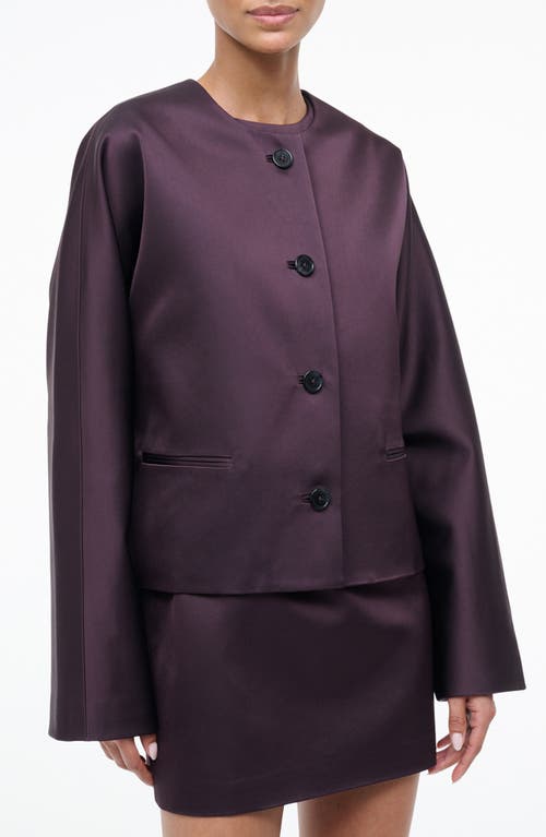 Staud Liz Cropped Satin Coat In Pink