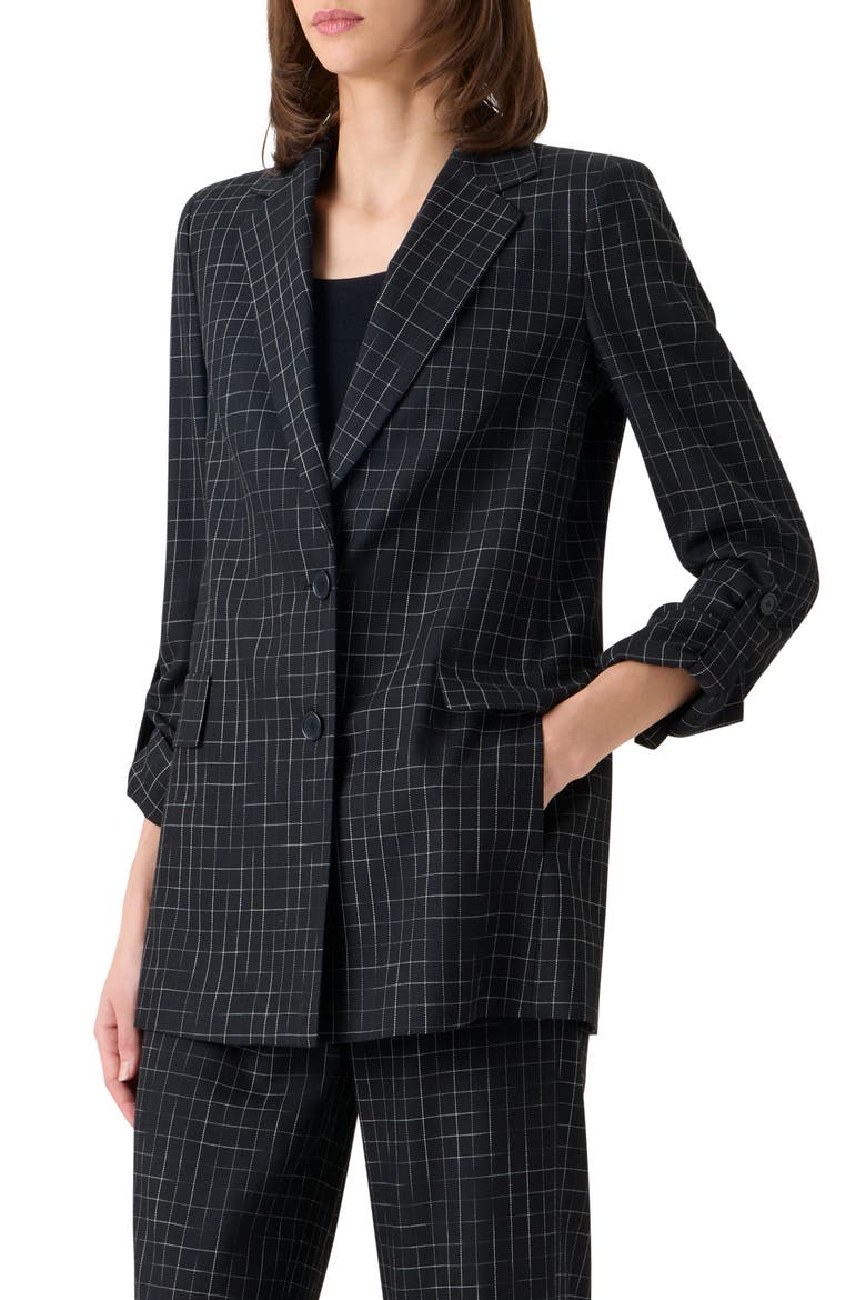 Broken Check Twill Blazer, Alternate, color, BLACK-CREAM