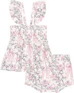 Posh Peanut Flutter Sleeve Smocked Bodice Peplum Top & Bloomers Set