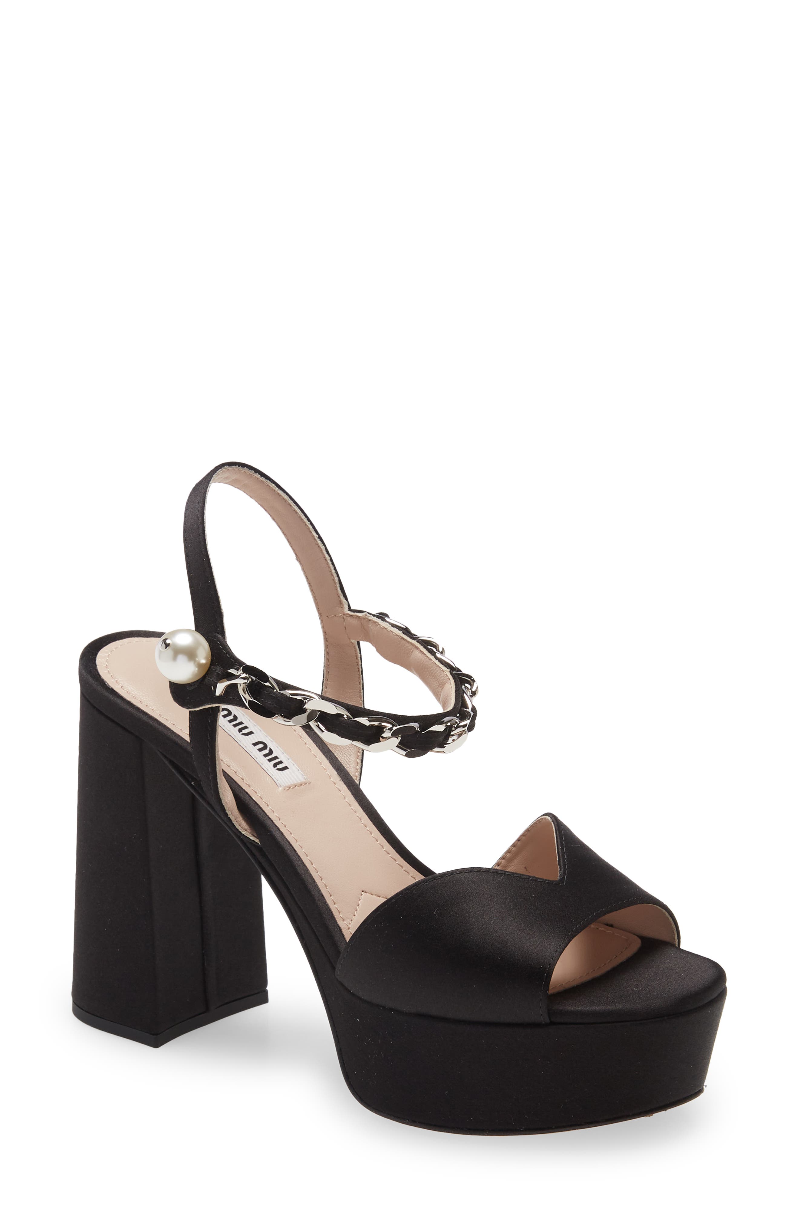 Miu Miu Chain Platform Sandal, Main, color, 