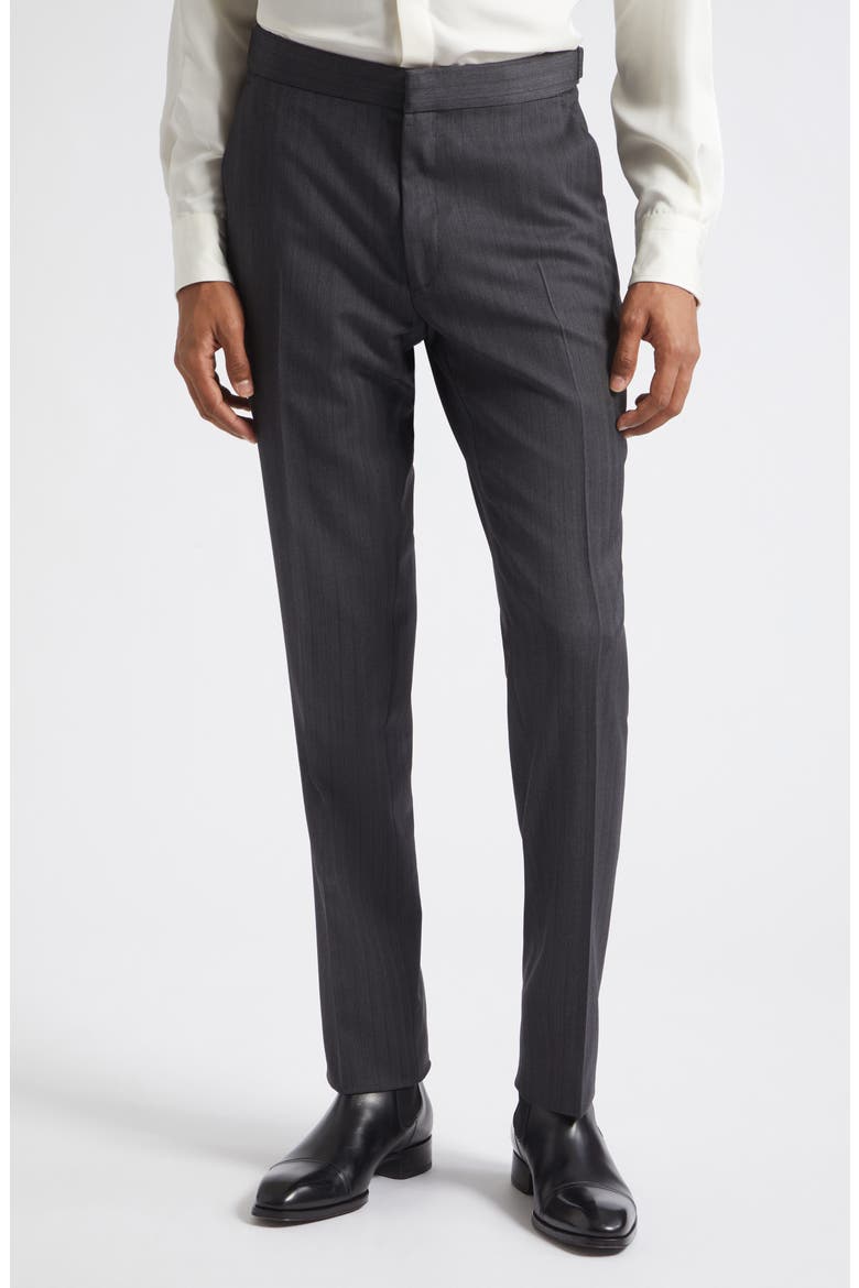 Herringbone Stripe Wool Blend Suit, Alternate, color, TAZ DARK GREY