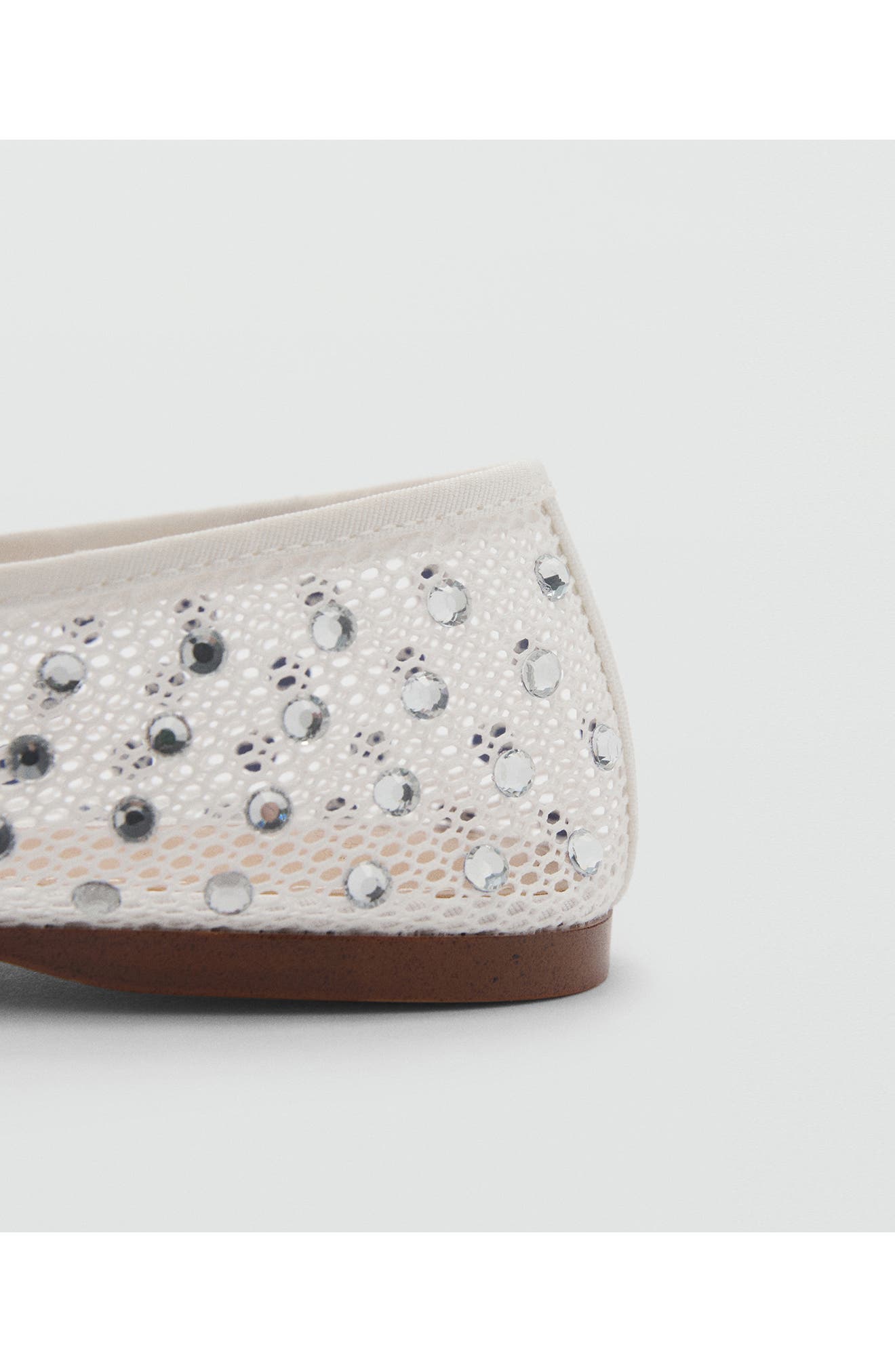 MANGO Embellished Ballet Flat, Alternate, color, White