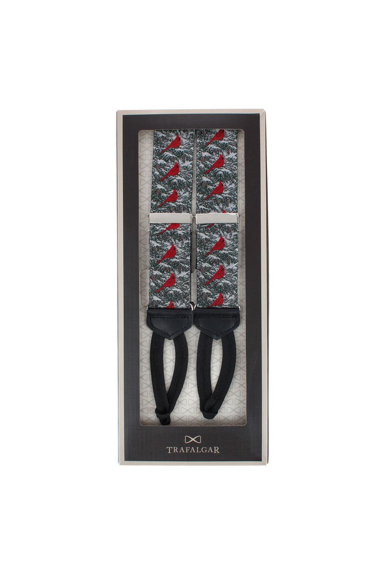The Snowy Virginia Nightingale Silk Formal End Suspenders, Alternate, color, Green